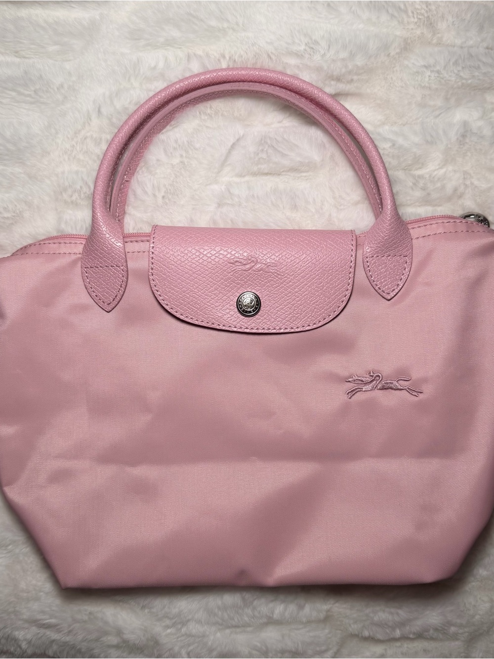 Pink Nylon Top-Handle Tote